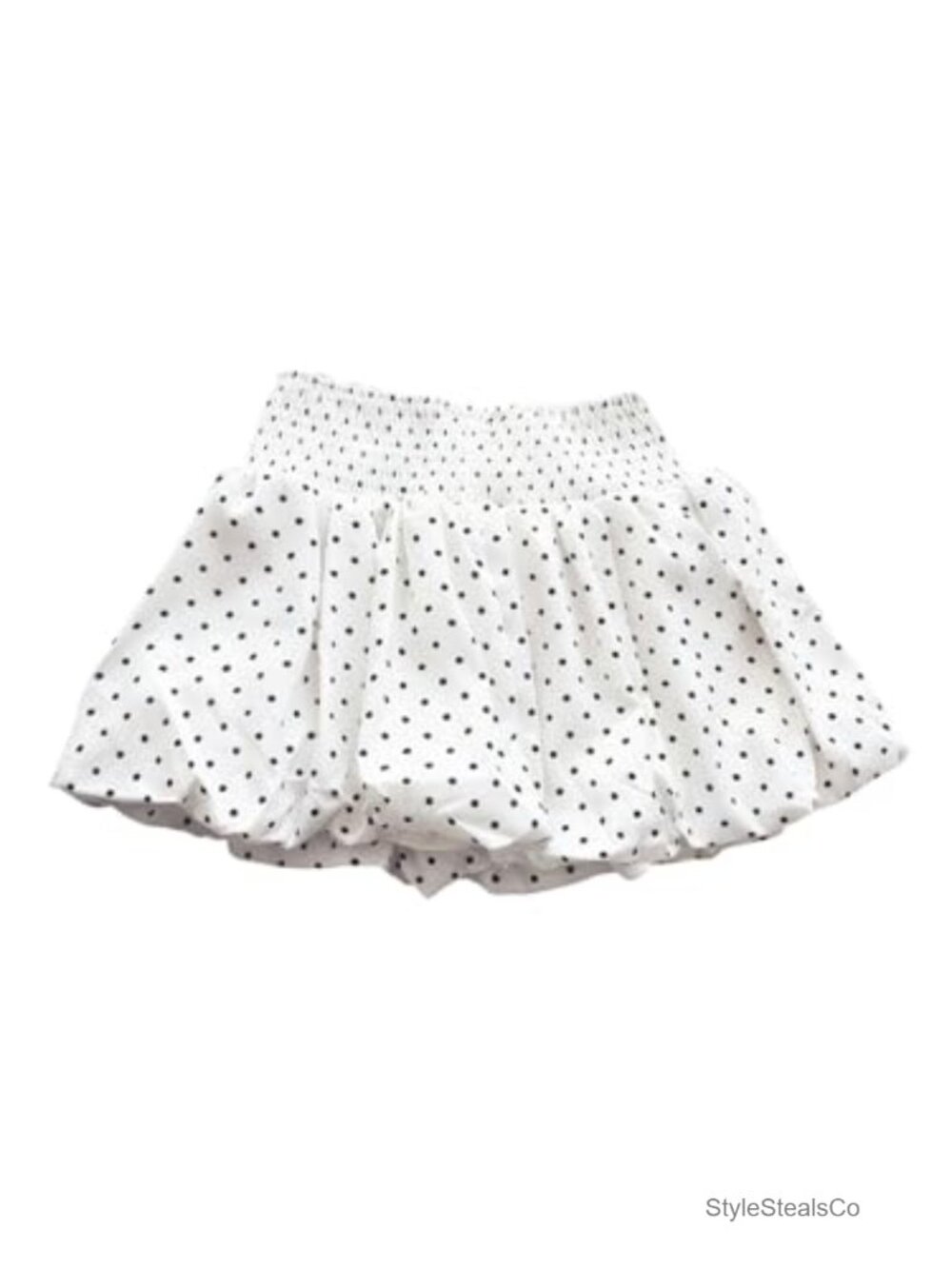 SHENHE Polka Dots Bubble Mini Skirt Shirred Waist Puffy Summer